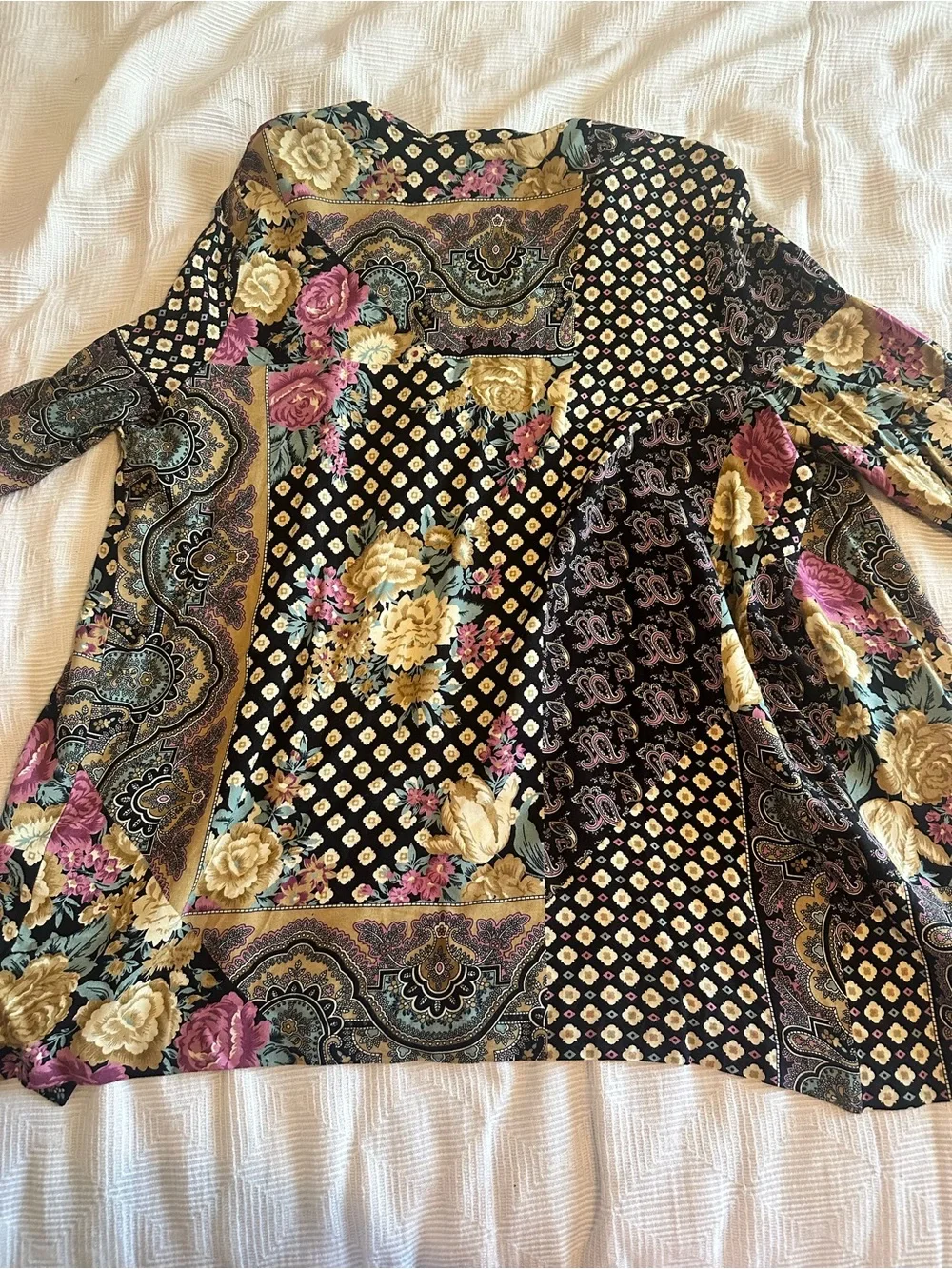 Vintage Floral Paisley Open-Front Jacket Black/Multi